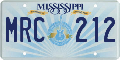 MS license plate MRC212