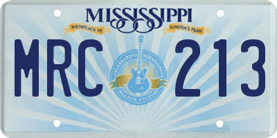MS license plate MRC213