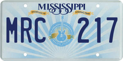 MS license plate MRC217