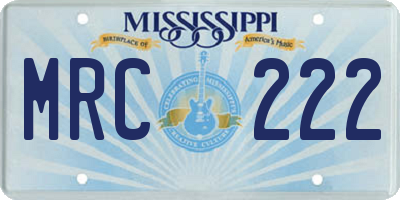 MS license plate MRC222