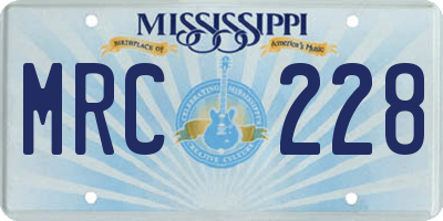 MS license plate MRC228