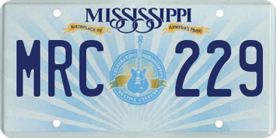 MS license plate MRC229