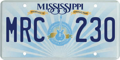 MS license plate MRC230