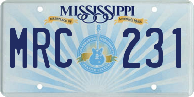 MS license plate MRC231