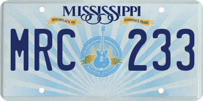 MS license plate MRC233