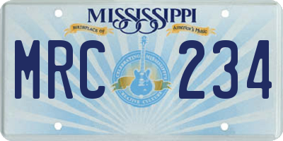 MS license plate MRC234