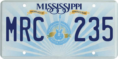 MS license plate MRC235