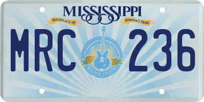MS license plate MRC236