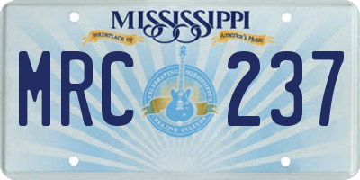 MS license plate MRC237