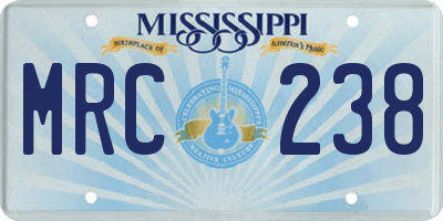 MS license plate MRC238