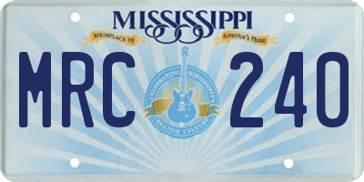 MS license plate MRC240