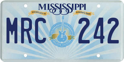 MS license plate MRC242