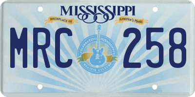 MS license plate MRC258
