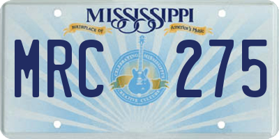 MS license plate MRC275