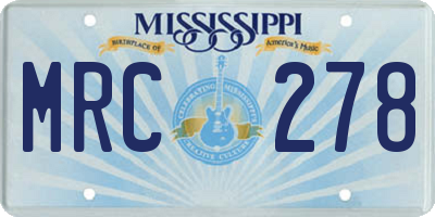 MS license plate MRC278