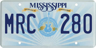 MS license plate MRC280