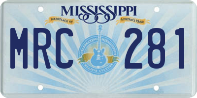 MS license plate MRC281