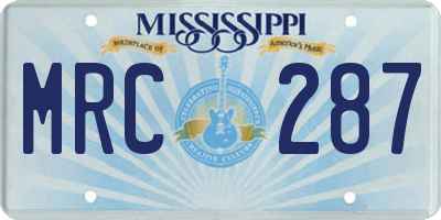 MS license plate MRC287