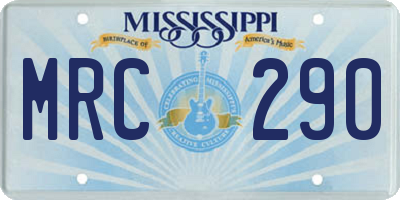 MS license plate MRC290