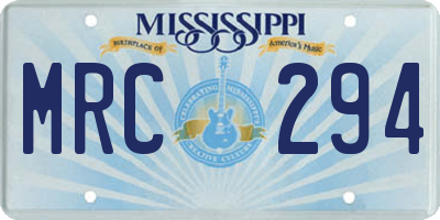 MS license plate MRC294