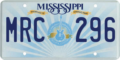 MS license plate MRC296
