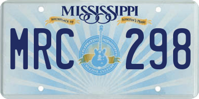 MS license plate MRC298