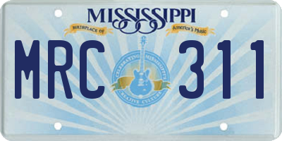 MS license plate MRC311
