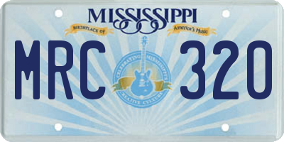 MS license plate MRC320