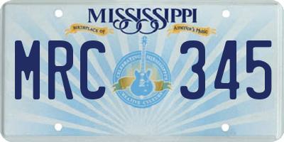 MS license plate MRC345
