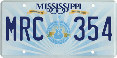 MS license plate MRC354