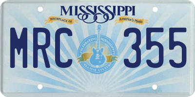 MS license plate MRC355