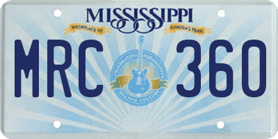 MS license plate MRC360