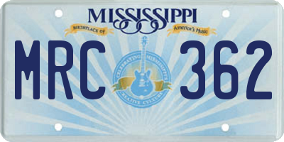 MS license plate MRC362