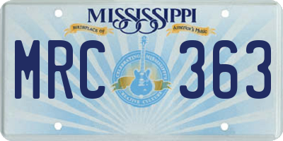 MS license plate MRC363