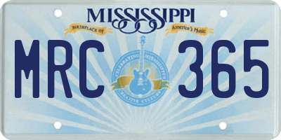 MS license plate MRC365
