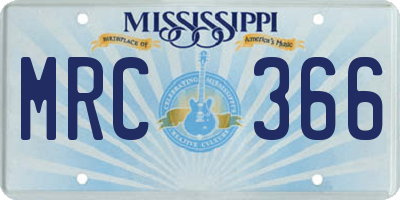 MS license plate MRC366