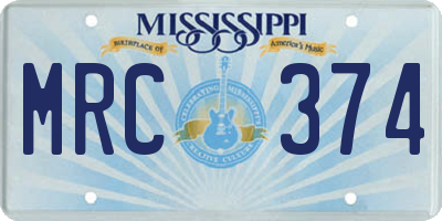 MS license plate MRC374