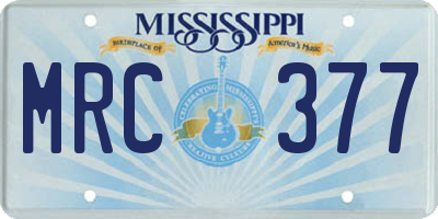 MS license plate MRC377