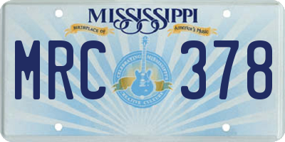 MS license plate MRC378