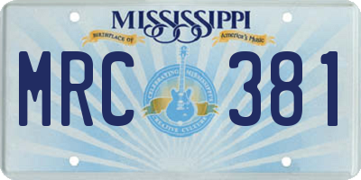 MS license plate MRC381