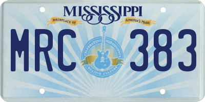 MS license plate MRC383