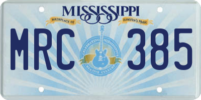 MS license plate MRC385