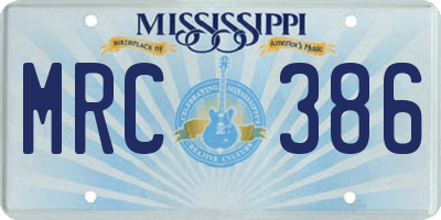 MS license plate MRC386