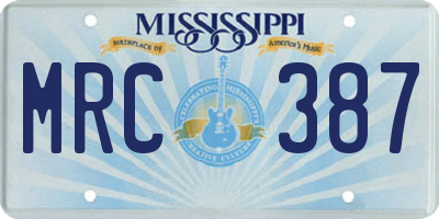 MS license plate MRC387