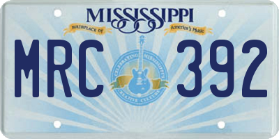 MS license plate MRC392