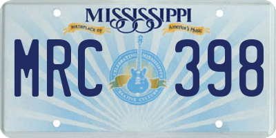 MS license plate MRC398