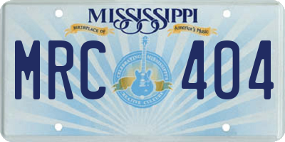 MS license plate MRC404