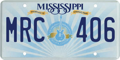 MS license plate MRC406