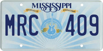 MS license plate MRC409