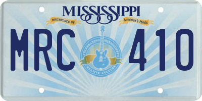 MS license plate MRC410